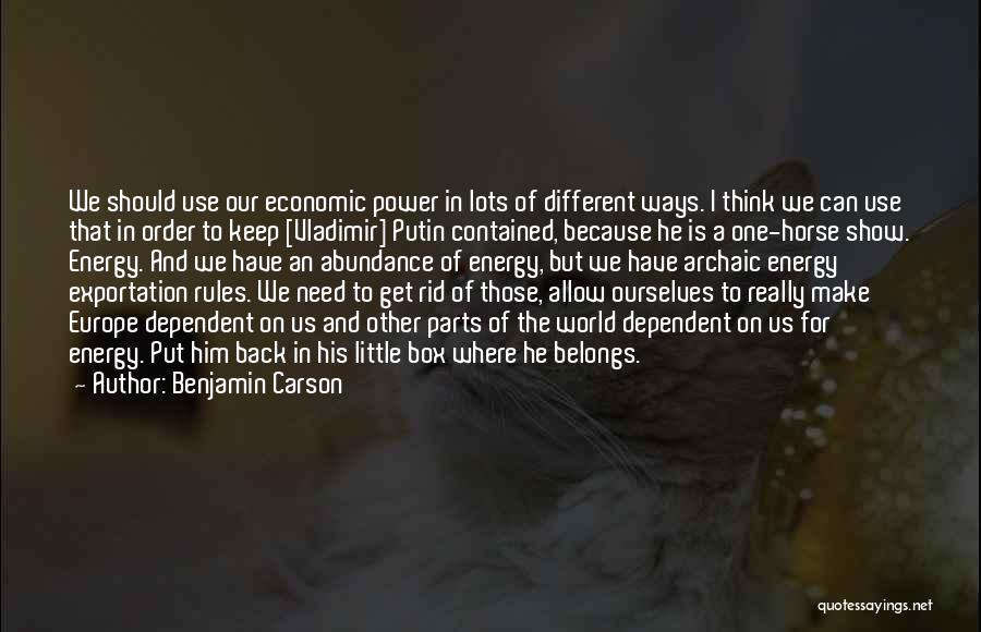 Benjamin Carson Quotes: We Should Use Our Economic Power In Lots Of Different Ways. I Think We Can Use That In Order To