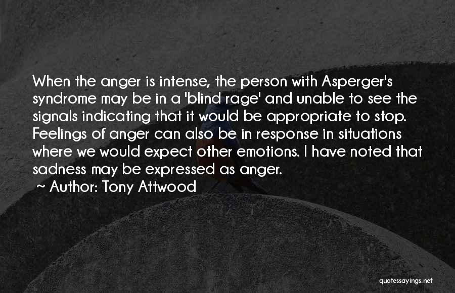 Tony Attwood Quotes: When The Anger Is Intense, The Person With Asperger's Syndrome May Be In A 'blind Rage' And Unable To See