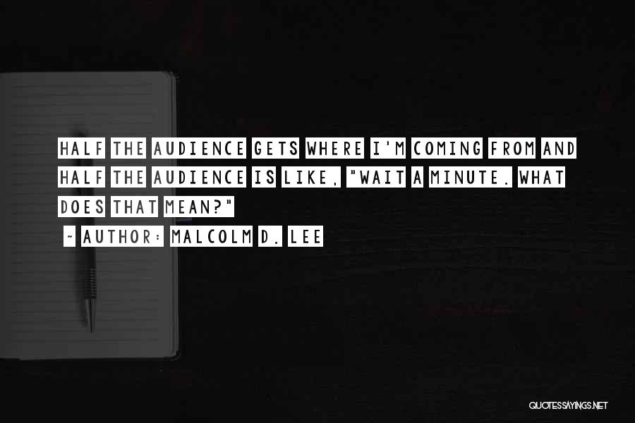 Malcolm D. Lee Quotes: Half The Audience Gets Where I'm Coming From And Half The Audience Is Like, Wait A Minute. What Does That
