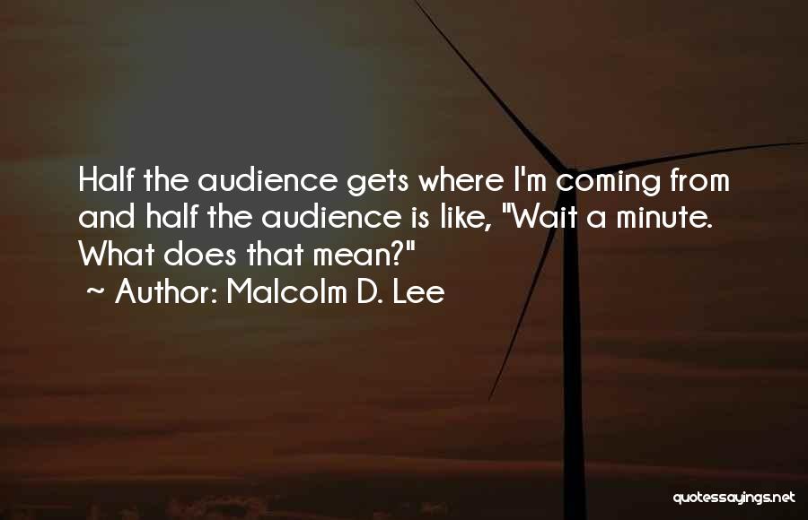 Malcolm D. Lee Quotes: Half The Audience Gets Where I'm Coming From And Half The Audience Is Like, Wait A Minute. What Does That