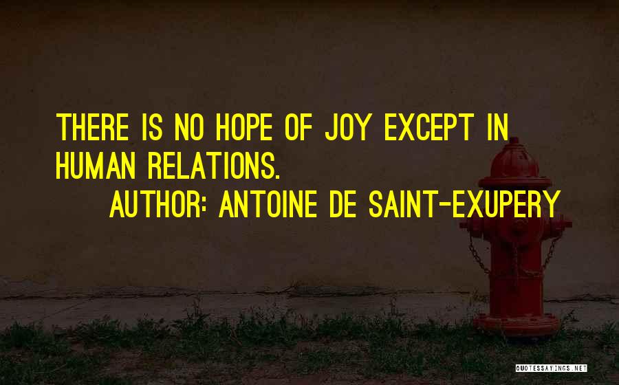 Antoine De Saint-Exupery Quotes: There Is No Hope Of Joy Except In Human Relations.