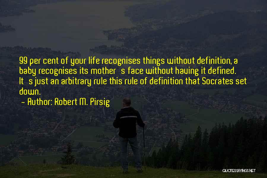 Robert M. Pirsig Quotes: 99 Per Cent Of Your Life Recognises Things Without Definition, A Baby Recognises Its Mother's Face Without Having It Defined.