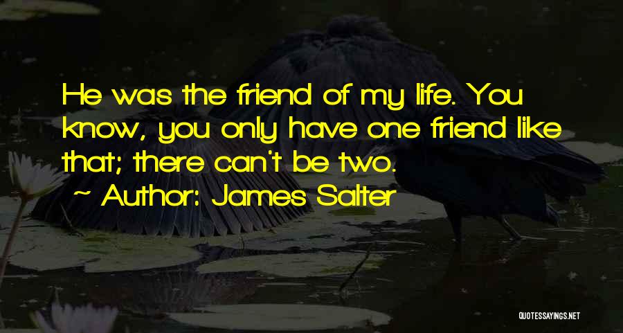 James Salter Quotes: He Was The Friend Of My Life. You Know, You Only Have One Friend Like That; There Can't Be Two.