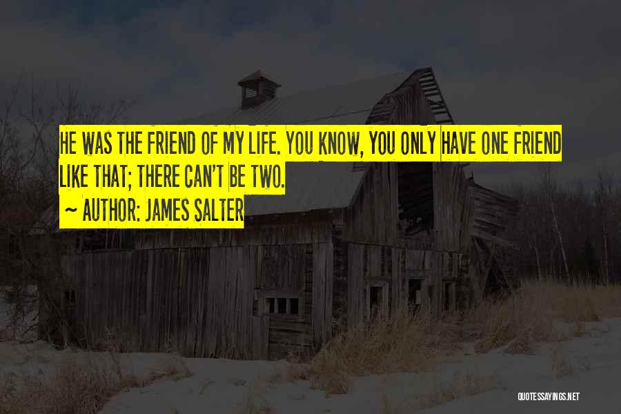 James Salter Quotes: He Was The Friend Of My Life. You Know, You Only Have One Friend Like That; There Can't Be Two.