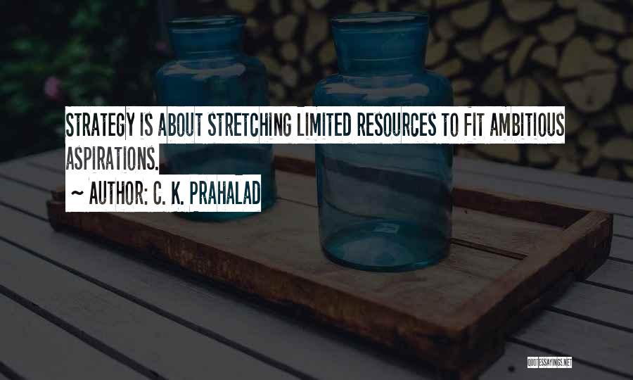 C. K. Prahalad Quotes: Strategy Is About Stretching Limited Resources To Fit Ambitious Aspirations.