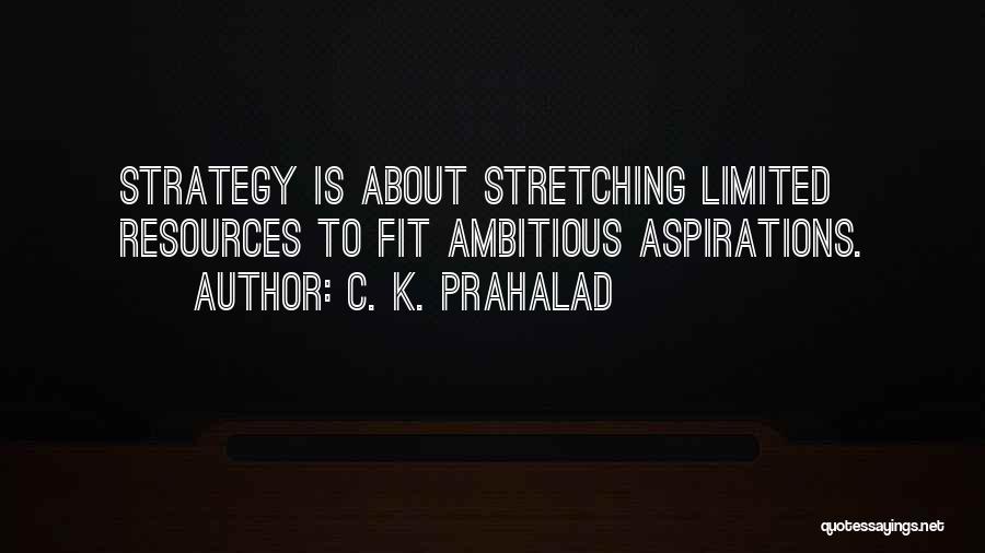 C. K. Prahalad Quotes: Strategy Is About Stretching Limited Resources To Fit Ambitious Aspirations.