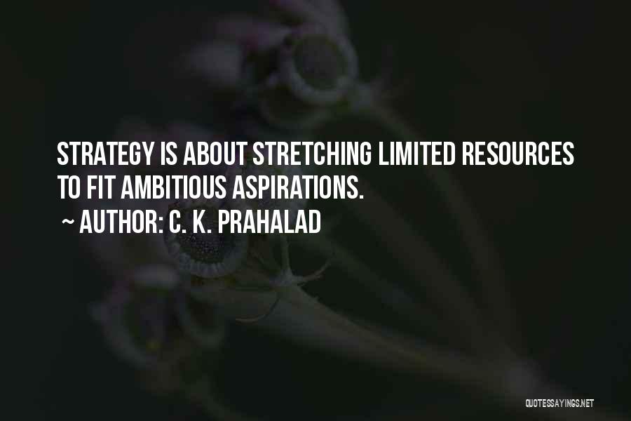 C. K. Prahalad Quotes: Strategy Is About Stretching Limited Resources To Fit Ambitious Aspirations.