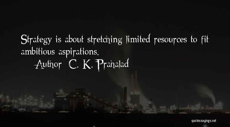C. K. Prahalad Quotes: Strategy Is About Stretching Limited Resources To Fit Ambitious Aspirations.