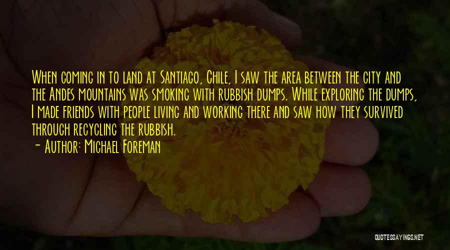 Michael Foreman Quotes: When Coming In To Land At Santiago, Chile, I Saw The Area Between The City And The Andes Mountains Was