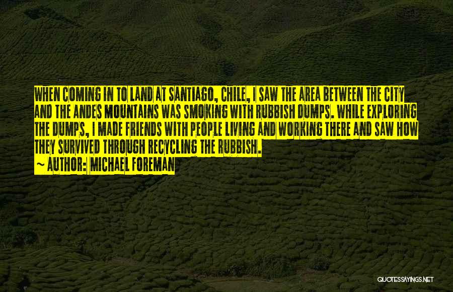 Michael Foreman Quotes: When Coming In To Land At Santiago, Chile, I Saw The Area Between The City And The Andes Mountains Was