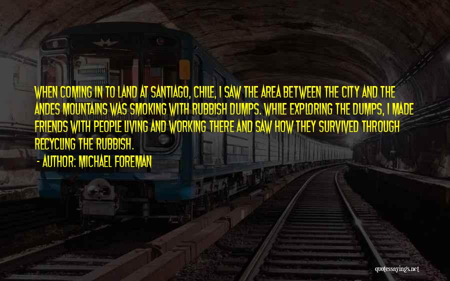 Michael Foreman Quotes: When Coming In To Land At Santiago, Chile, I Saw The Area Between The City And The Andes Mountains Was