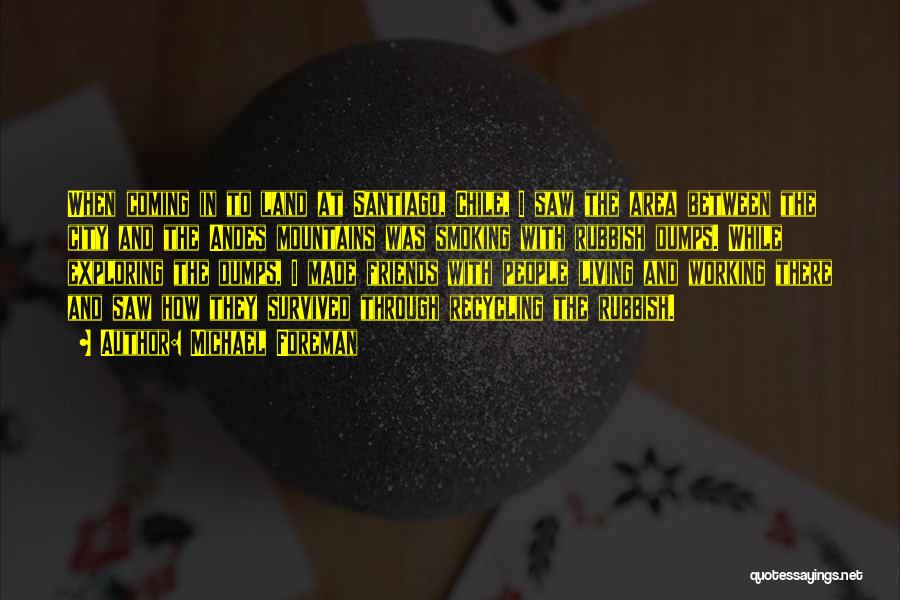 Michael Foreman Quotes: When Coming In To Land At Santiago, Chile, I Saw The Area Between The City And The Andes Mountains Was