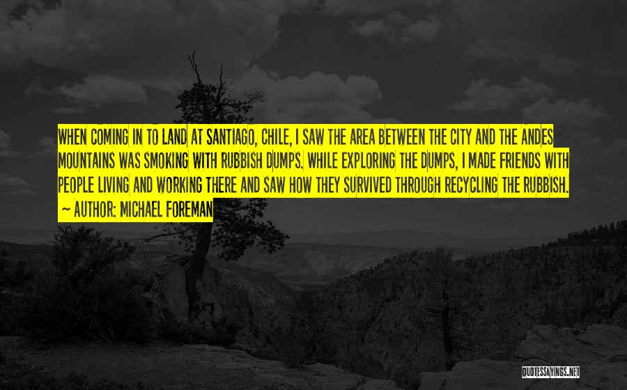 Michael Foreman Quotes: When Coming In To Land At Santiago, Chile, I Saw The Area Between The City And The Andes Mountains Was