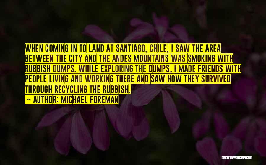 Michael Foreman Quotes: When Coming In To Land At Santiago, Chile, I Saw The Area Between The City And The Andes Mountains Was