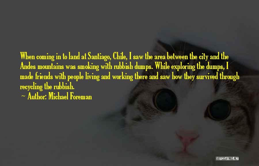 Michael Foreman Quotes: When Coming In To Land At Santiago, Chile, I Saw The Area Between The City And The Andes Mountains Was