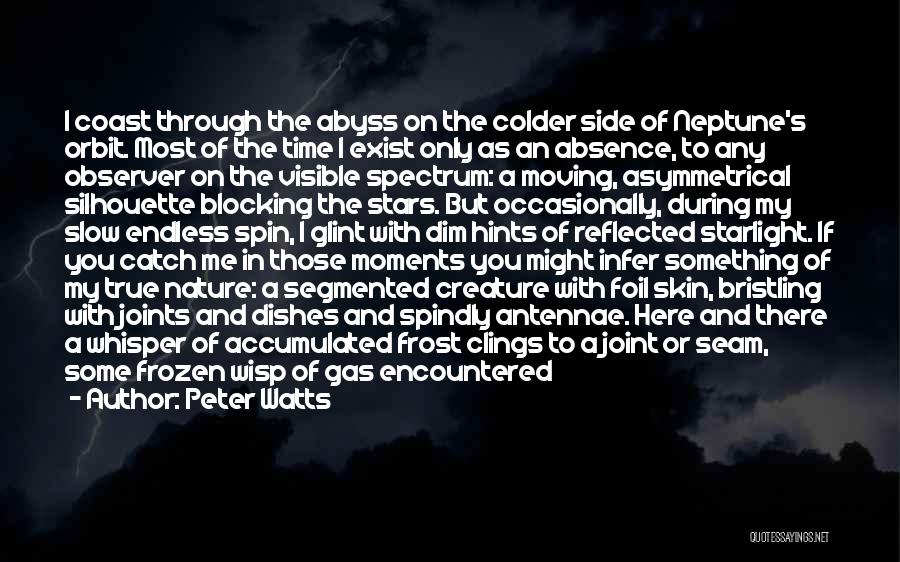 Peter Watts Quotes: I Coast Through The Abyss On The Colder Side Of Neptune's Orbit. Most Of The Time I Exist Only As
