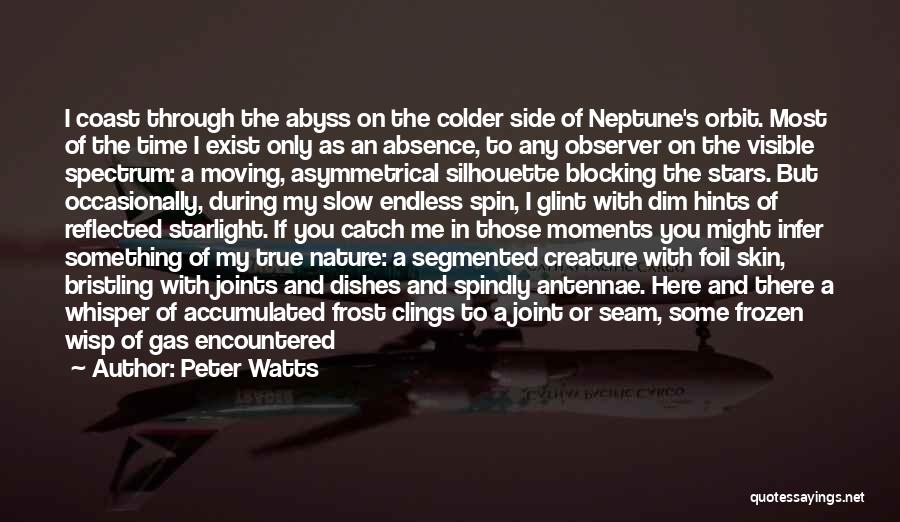 Peter Watts Quotes: I Coast Through The Abyss On The Colder Side Of Neptune's Orbit. Most Of The Time I Exist Only As