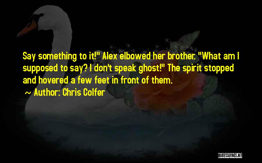 Chris Colfer Quotes: Say Something To It! Alex Elbowed Her Brother. What Am I Supposed To Say? I Don't Speak Ghost! The Spirit