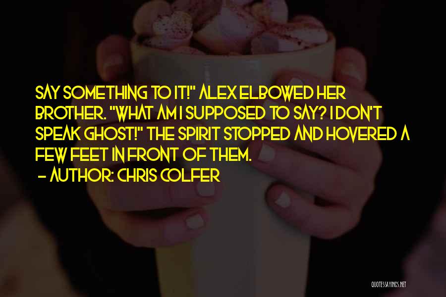 Chris Colfer Quotes: Say Something To It! Alex Elbowed Her Brother. What Am I Supposed To Say? I Don't Speak Ghost! The Spirit