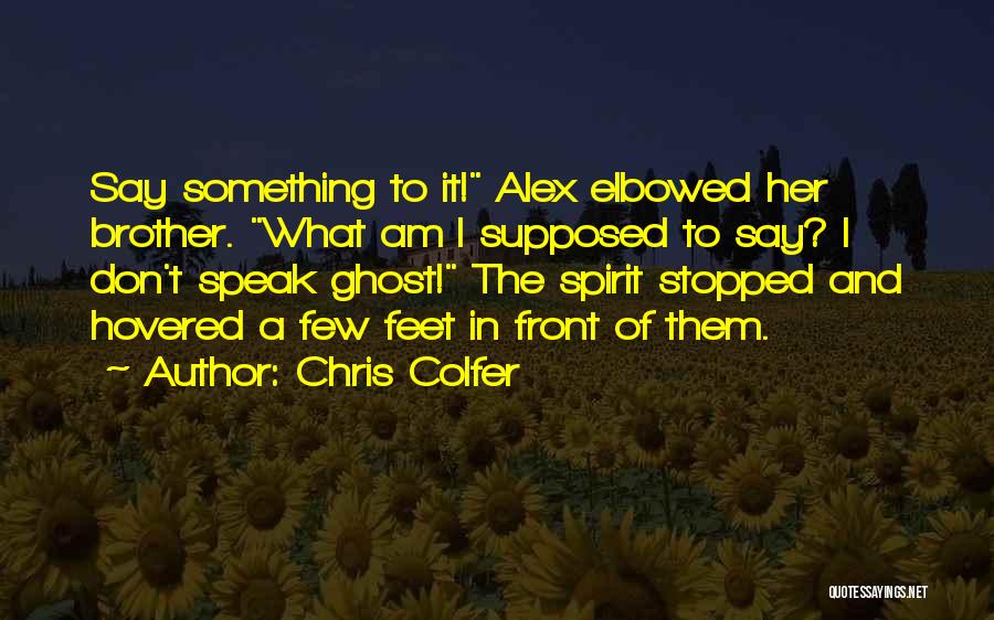 Chris Colfer Quotes: Say Something To It! Alex Elbowed Her Brother. What Am I Supposed To Say? I Don't Speak Ghost! The Spirit