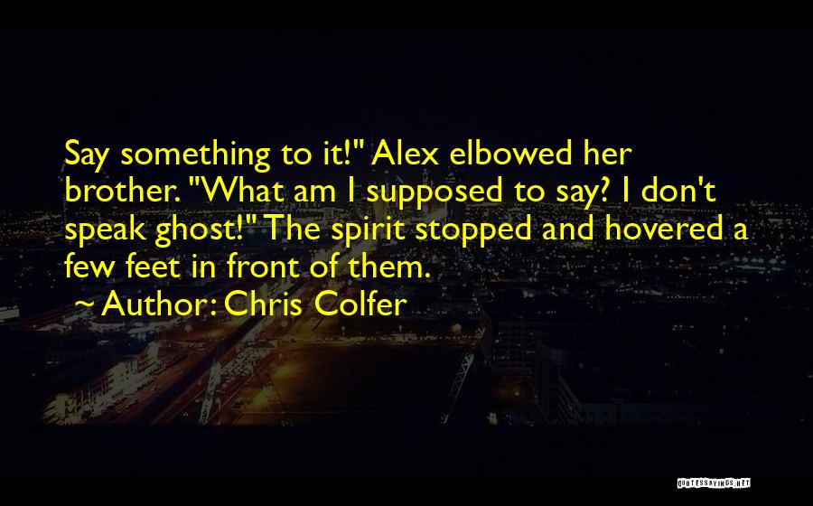Chris Colfer Quotes: Say Something To It! Alex Elbowed Her Brother. What Am I Supposed To Say? I Don't Speak Ghost! The Spirit