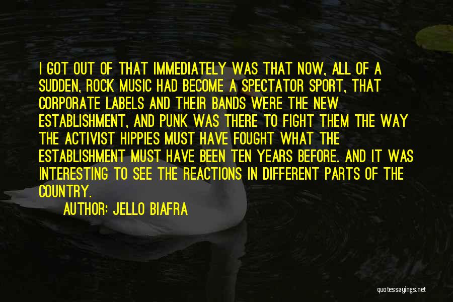 Jello Biafra Quotes: I Got Out Of That Immediately Was That Now, All Of A Sudden, Rock Music Had Become A Spectator Sport,