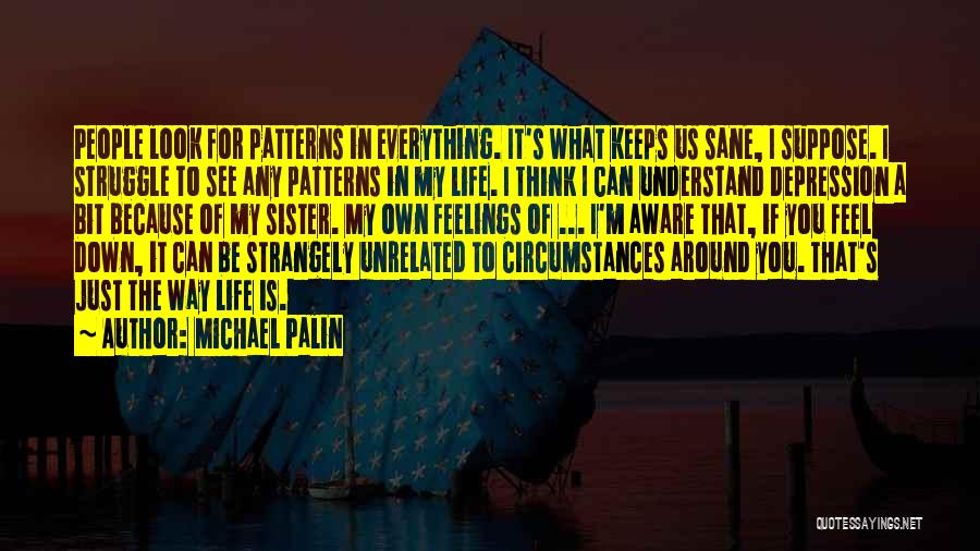 Michael Palin Quotes: People Look For Patterns In Everything. It's What Keeps Us Sane, I Suppose. I Struggle To See Any Patterns In