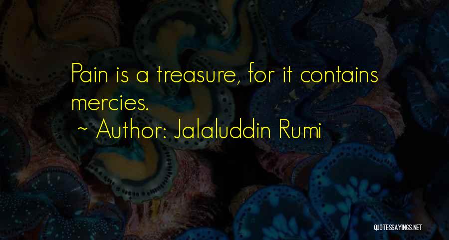 Jalaluddin Rumi Quotes: Pain Is A Treasure, For It Contains Mercies.