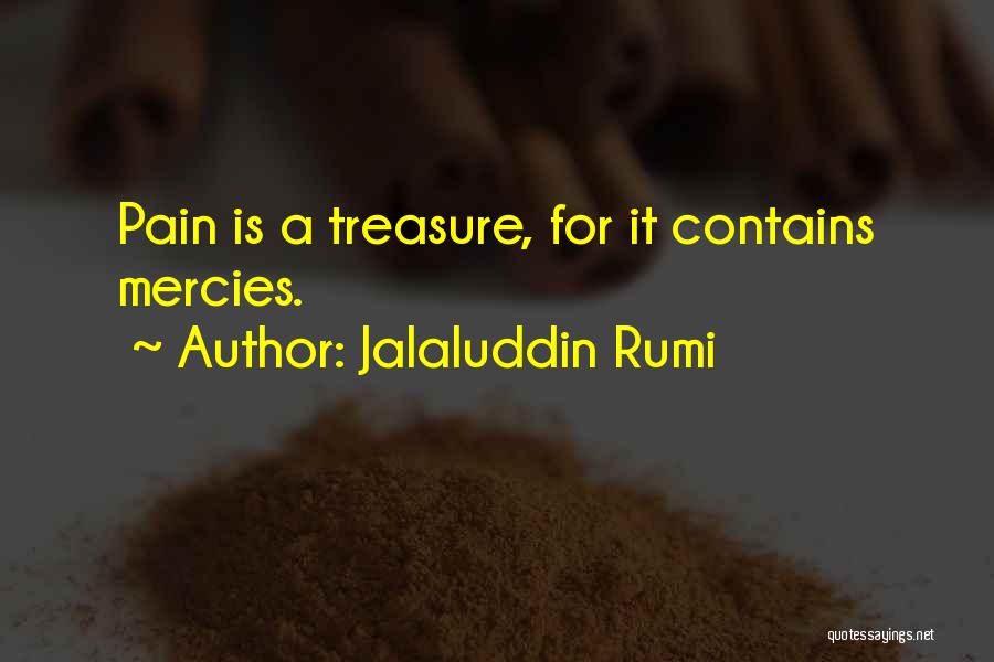 Jalaluddin Rumi Quotes: Pain Is A Treasure, For It Contains Mercies.
