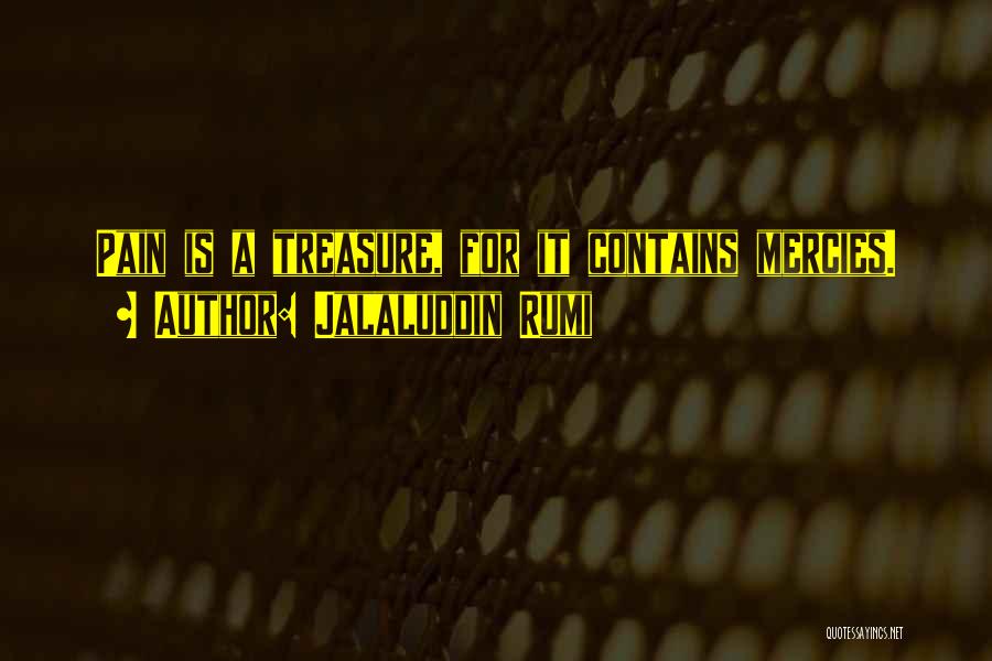 Jalaluddin Rumi Quotes: Pain Is A Treasure, For It Contains Mercies.