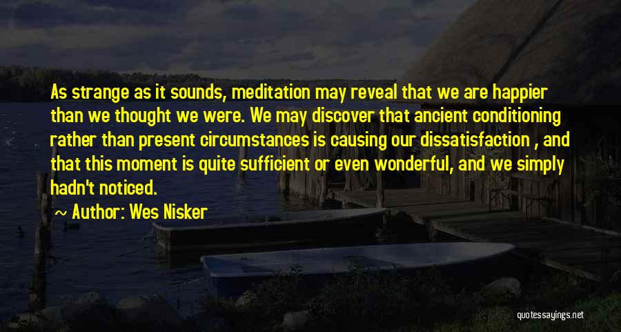 Wes Nisker Quotes: As Strange As It Sounds, Meditation May Reveal That We Are Happier Than We Thought We Were. We May Discover