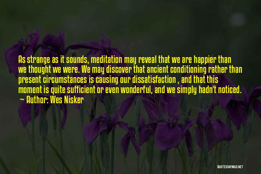 Wes Nisker Quotes: As Strange As It Sounds, Meditation May Reveal That We Are Happier Than We Thought We Were. We May Discover