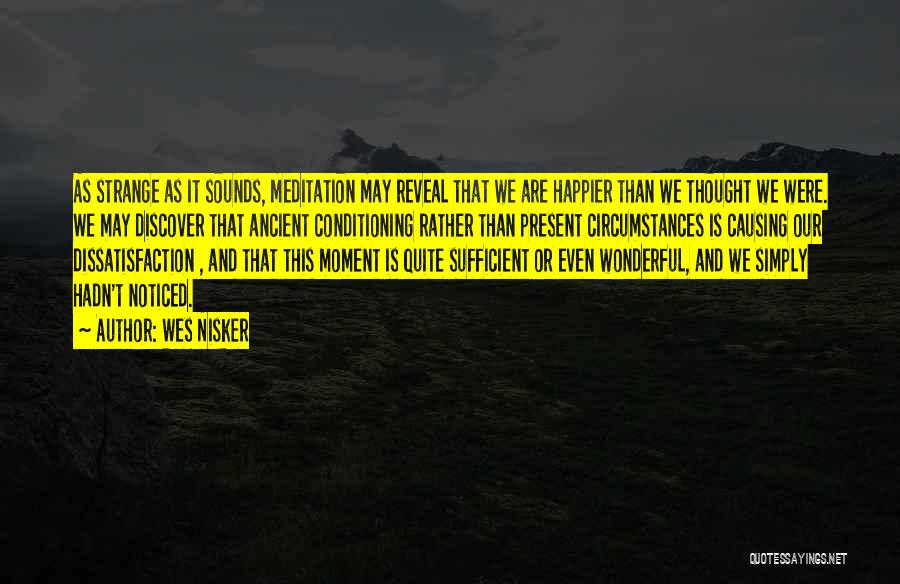 Wes Nisker Quotes: As Strange As It Sounds, Meditation May Reveal That We Are Happier Than We Thought We Were. We May Discover