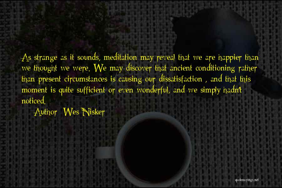 Wes Nisker Quotes: As Strange As It Sounds, Meditation May Reveal That We Are Happier Than We Thought We Were. We May Discover