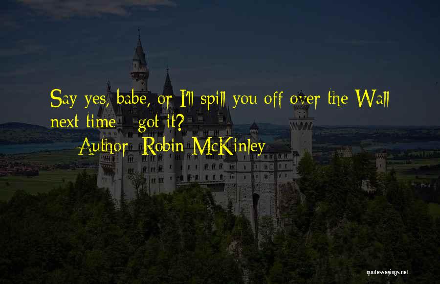 Robin McKinley Quotes: Say Yes, Babe, Or I'll Spill You Off Over The Wall Next Time - Got It?