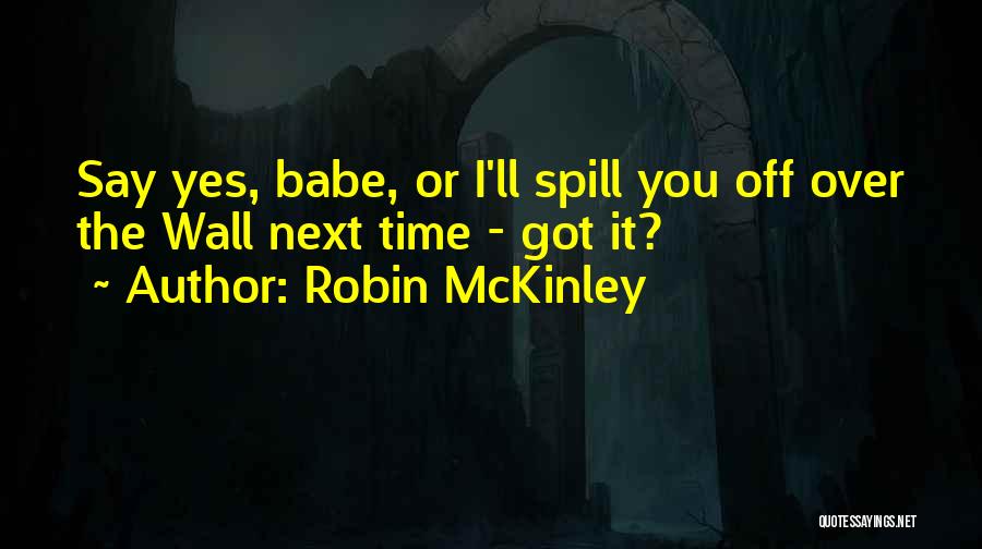 Robin McKinley Quotes: Say Yes, Babe, Or I'll Spill You Off Over The Wall Next Time - Got It?