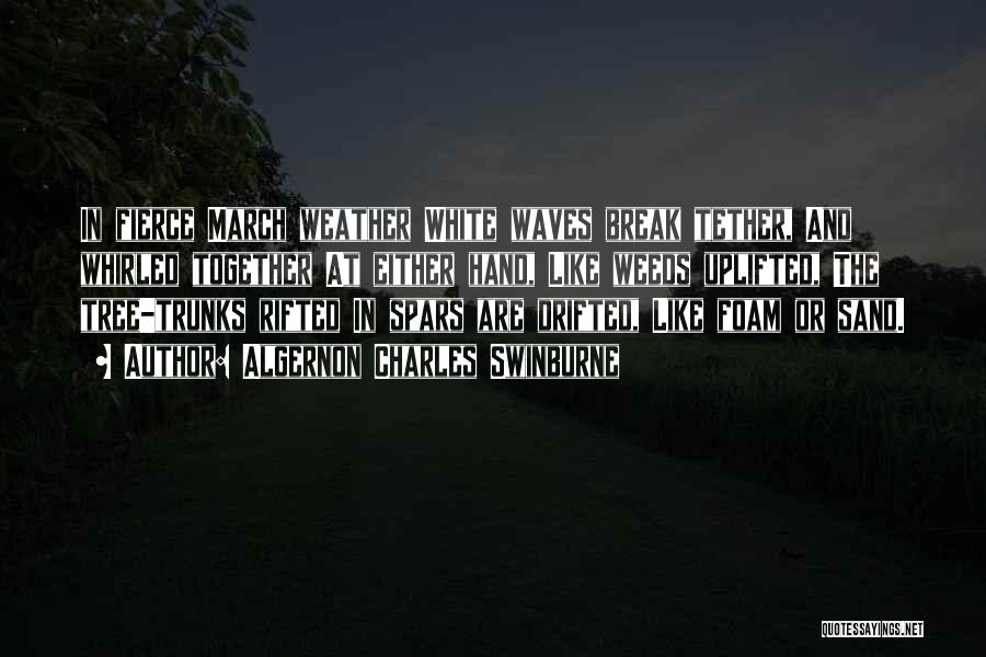 Algernon Charles Swinburne Quotes: In Fierce March Weather White Waves Break Tether, And Whirled Together At Either Hand, Like Weeds Uplifted, The Tree-trunks Rifted