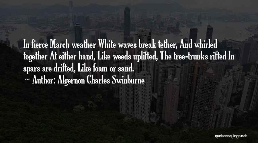 Algernon Charles Swinburne Quotes: In Fierce March Weather White Waves Break Tether, And Whirled Together At Either Hand, Like Weeds Uplifted, The Tree-trunks Rifted