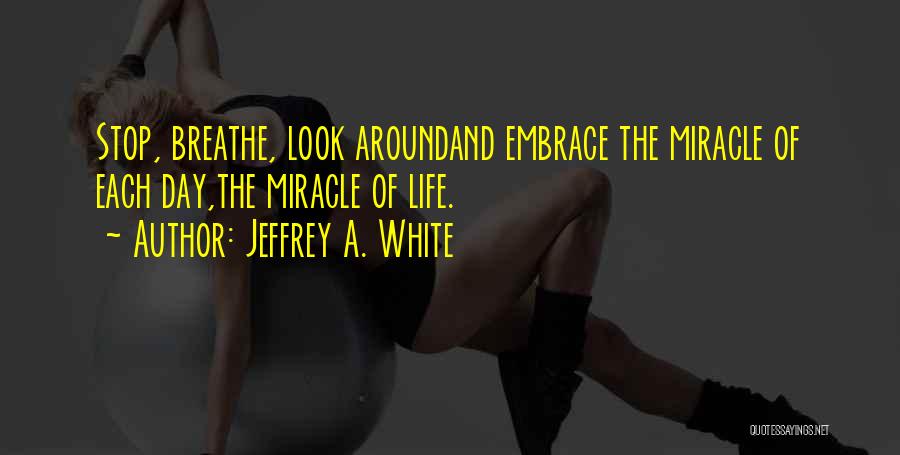 Jeffrey A. White Quotes: Stop, Breathe, Look Aroundand Embrace The Miracle Of Each Day,the Miracle Of Life.