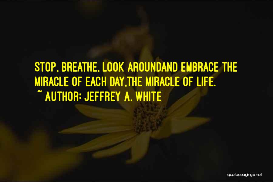 Jeffrey A. White Quotes: Stop, Breathe, Look Aroundand Embrace The Miracle Of Each Day,the Miracle Of Life.