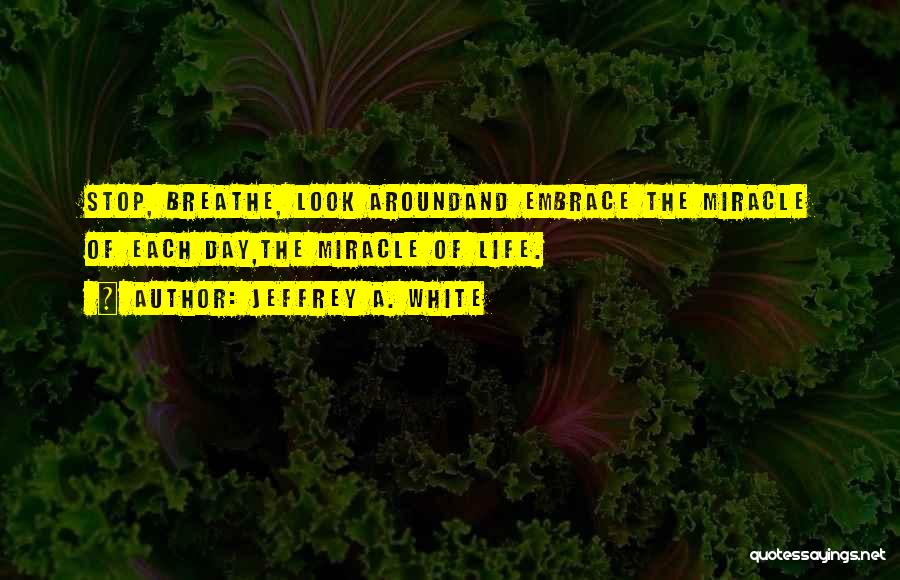 Jeffrey A. White Quotes: Stop, Breathe, Look Aroundand Embrace The Miracle Of Each Day,the Miracle Of Life.