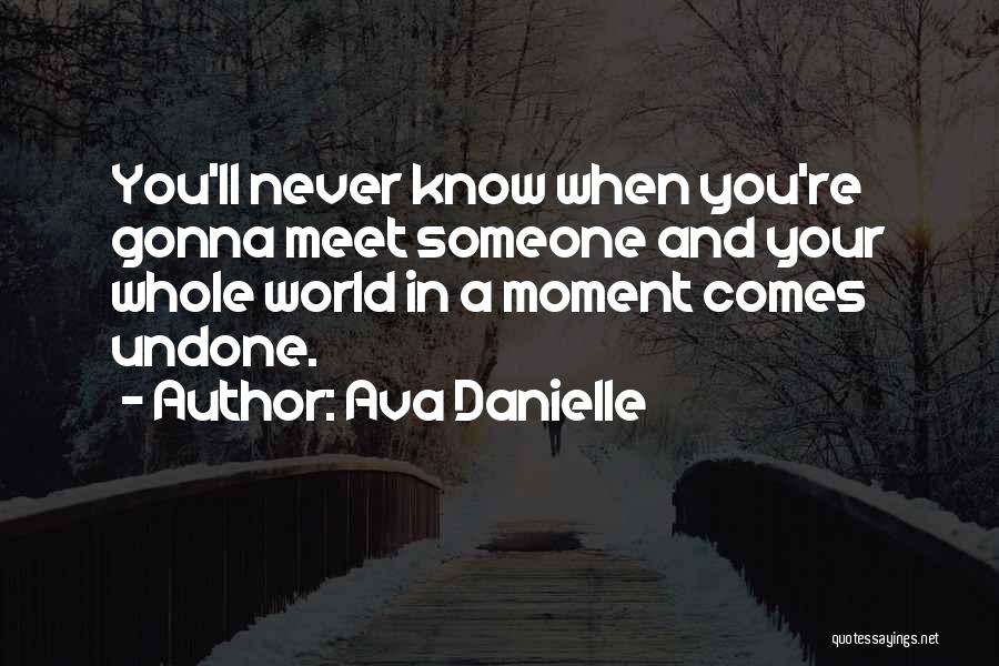 Ava Danielle Quotes: You'll Never Know When You're Gonna Meet Someone And Your Whole World In A Moment Comes Undone.