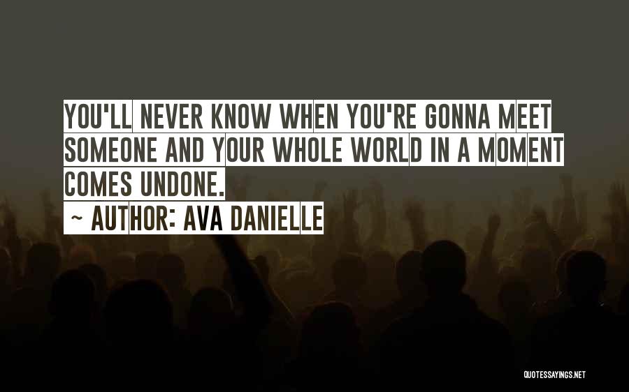 Ava Danielle Quotes: You'll Never Know When You're Gonna Meet Someone And Your Whole World In A Moment Comes Undone.