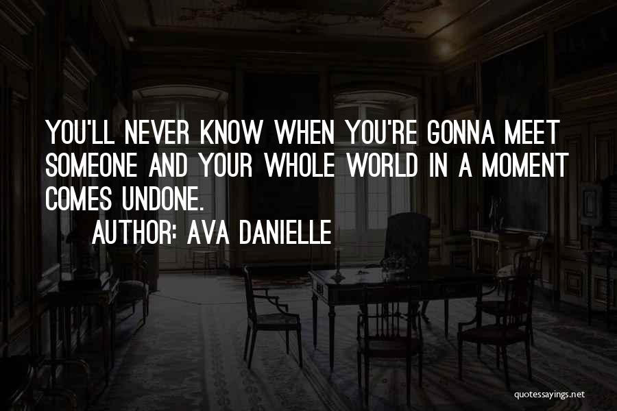 Ava Danielle Quotes: You'll Never Know When You're Gonna Meet Someone And Your Whole World In A Moment Comes Undone.