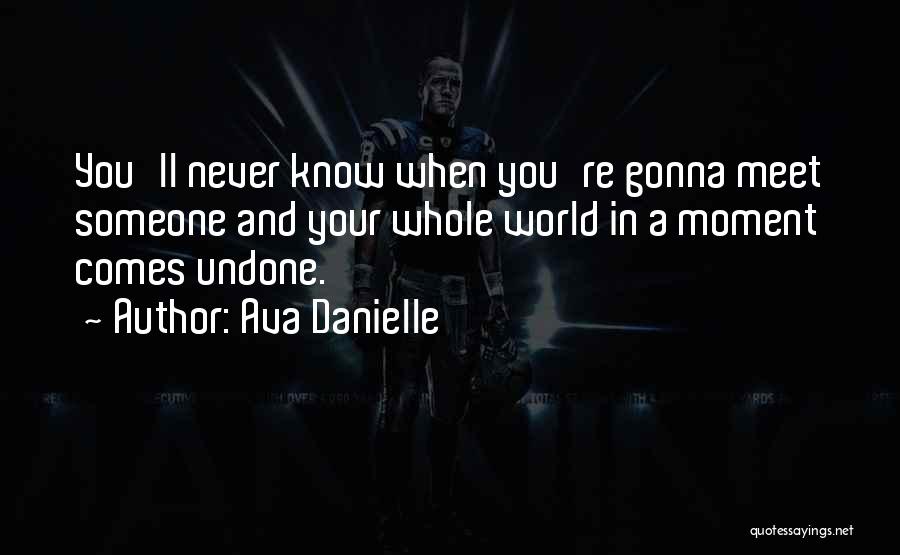 Ava Danielle Quotes: You'll Never Know When You're Gonna Meet Someone And Your Whole World In A Moment Comes Undone.