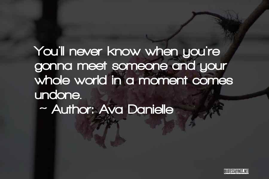Ava Danielle Quotes: You'll Never Know When You're Gonna Meet Someone And Your Whole World In A Moment Comes Undone.