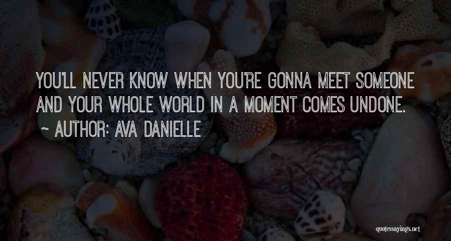 Ava Danielle Quotes: You'll Never Know When You're Gonna Meet Someone And Your Whole World In A Moment Comes Undone.