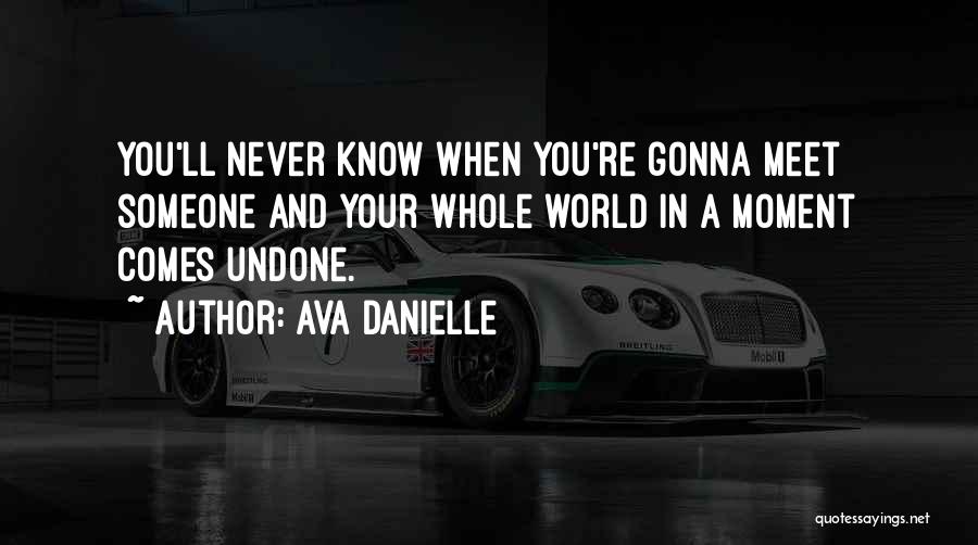 Ava Danielle Quotes: You'll Never Know When You're Gonna Meet Someone And Your Whole World In A Moment Comes Undone.