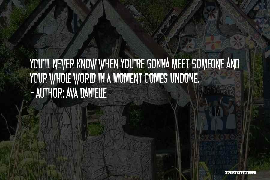 Ava Danielle Quotes: You'll Never Know When You're Gonna Meet Someone And Your Whole World In A Moment Comes Undone.