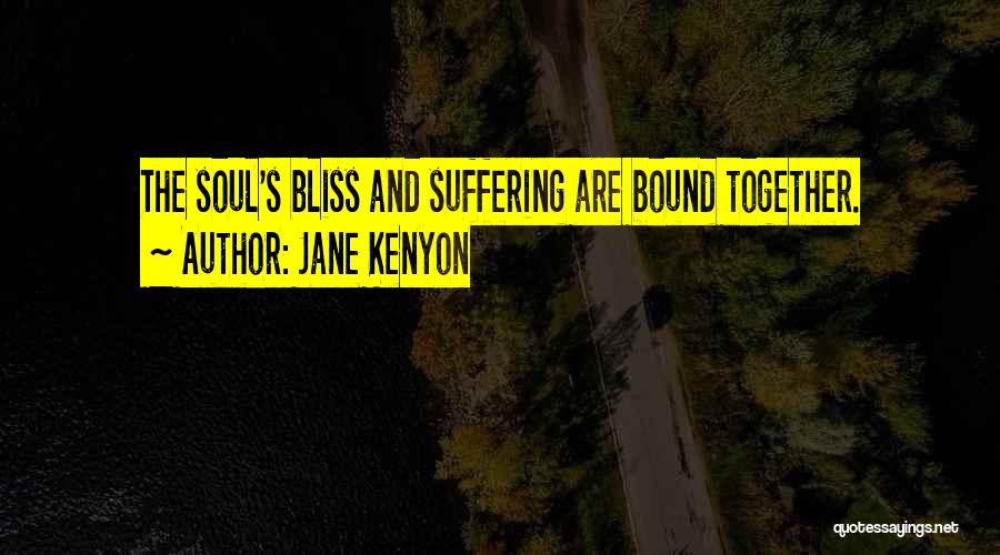 Jane Kenyon Quotes: The Soul's Bliss And Suffering Are Bound Together.